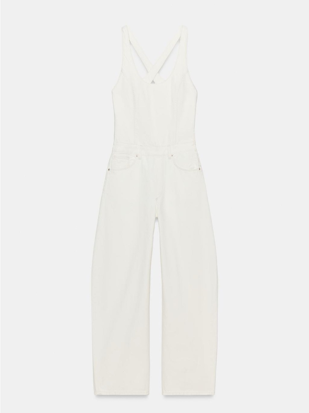 Zara White Backless Wide-Leg Jumpsuit - Picture 4 of 11
